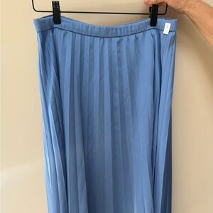 J Crew Blue Pleated Midi Skirt